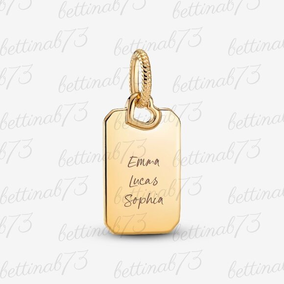 Pandora Engravable Rectangle Tag Pendant - Picture 2 of 6